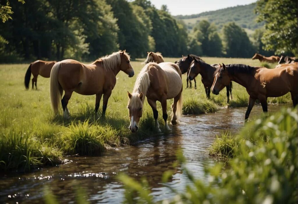 Heard of wild horses drinking from a mountain stream