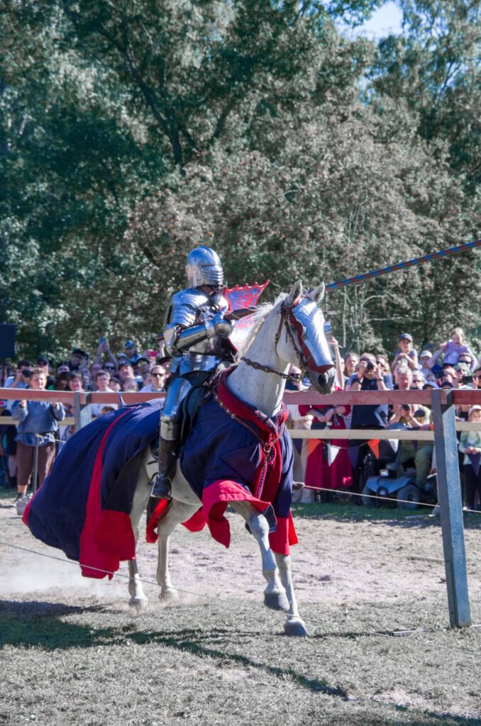 A knights horse riding jousting