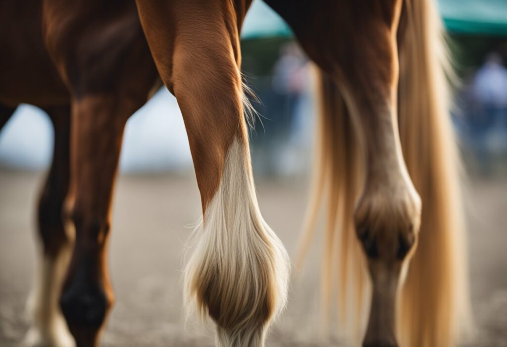 Closeup of horse hind quarters legs