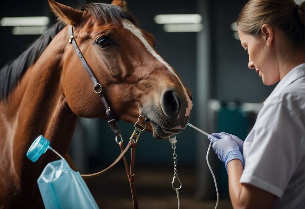 Veterinarian begins checking for thrush in horses